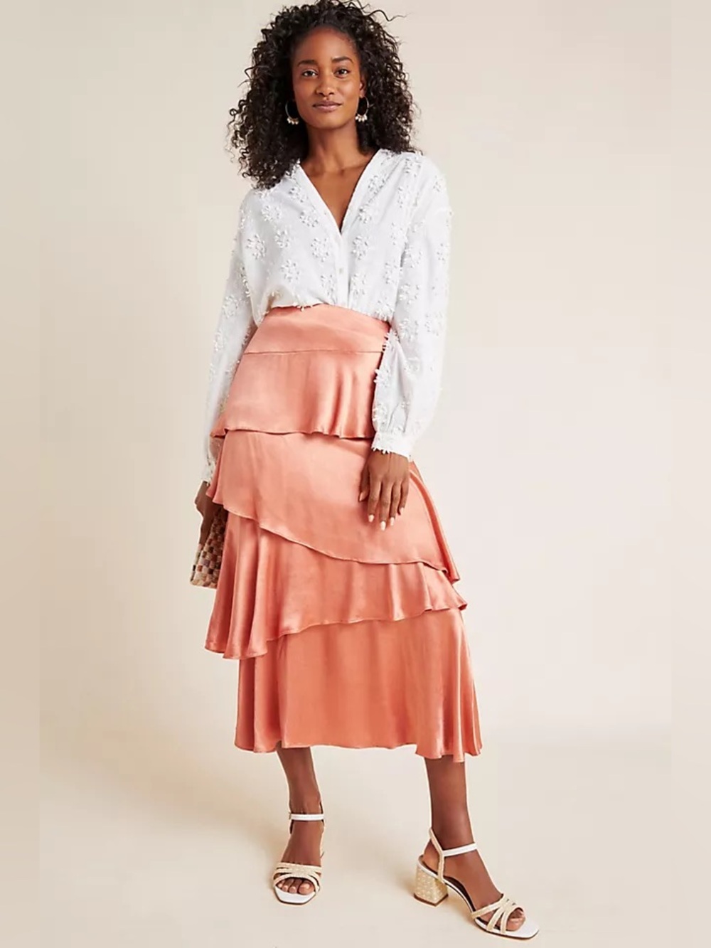 maeve by anthropologie tiered ruffle midi skirt